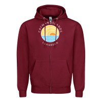 Burgundy cayman islands retro colorful ocean sunset palm tree novelty Zipper Hoodie - linhVisuals