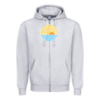 Heather Grey cayman islands retro colorful ocean sunset palm tree novelty Zipper Hoodie - linhVisuals