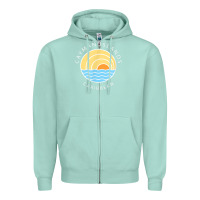 Seafoam cayman islands retro colorful ocean sunset palm tree novelty Zipper Hoodie - linhVisuals