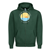 Sports Green cayman islands retro colorful ocean sunset palm tree novelty Zipper Hoodie - linhVisuals