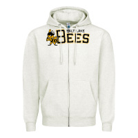 Oatmeal Heather salt lake city bees Zipper Hoodie - linhVisuals