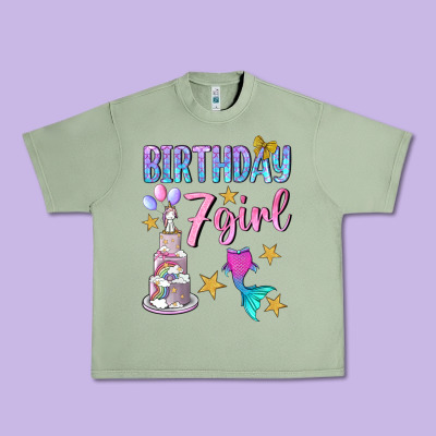 Birthday Girl 7 Urban Heavy Tee Designed By Bundleandbundleshop