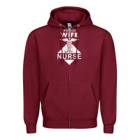 Burgundy my husband is a nurse im a proud wife of a nurse Zipper Hoodie - linhVisuals