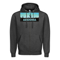 Charcoal Heather arizona shirt   saguaro cactus desert landscape t shirt Zipper Hoodie - linhVisuals