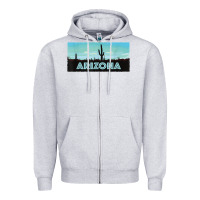 Heather Grey arizona shirt   saguaro cactus desert landscape t shirt Zipper Hoodie - linhVisuals