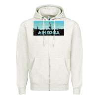 Oatmeal Heather arizona shirt   saguaro cactus desert landscape t shirt Zipper Hoodie - linhVisuals
