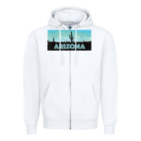 White arizona shirt   saguaro cactus desert landscape t shirt Zipper Hoodie - linhVisuals