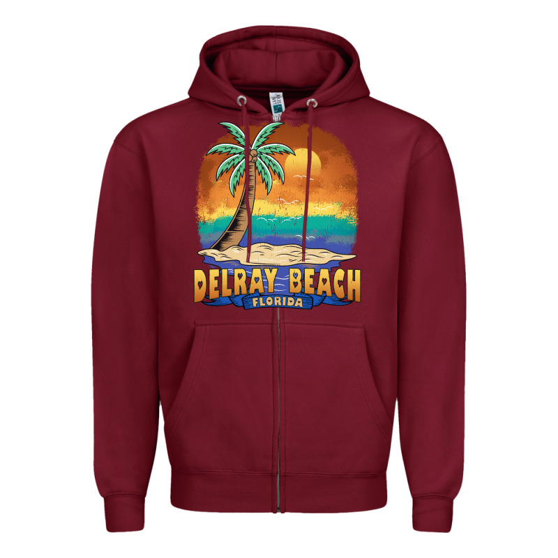 Delray Beach Florida  Vintage Distressed Souvenir Long Sleeve T Shirt Zipper Hoodie by linhVisuals | Teevron