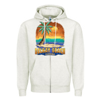 Oatmeal Heather delray beach florida  vintage distressed souvenir long sleeve t shirt Zipper Hoodie - linhVisuals