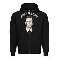 Black sports nicolas cage as john travolta Zipper Hoodie - linhVisuals