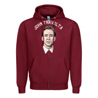 Burgundy sports nicolas cage as john travolta Zipper Hoodie - linhVisuals