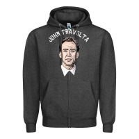 Charcoal Heather sports nicolas cage as john travolta Zipper Hoodie - linhVisuals