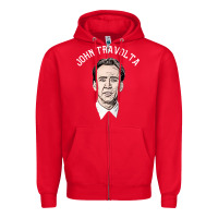 Red sports nicolas cage as john travolta Zipper Hoodie - linhVisuals