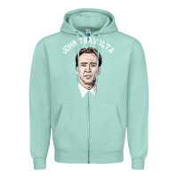 Seafoam sports nicolas cage as john travolta Zipper Hoodie - linhVisuals
