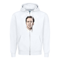 White sports nicolas cage as john travolta Zipper Hoodie - linhVisuals