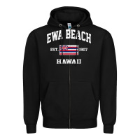 Black ewa beach hawaii hi vintage state athletic style t shirt Zipper Hoodie - linhVisuals