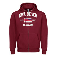 Burgundy ewa beach hawaii hi vintage state athletic style t shirt Zipper Hoodie - linhVisuals