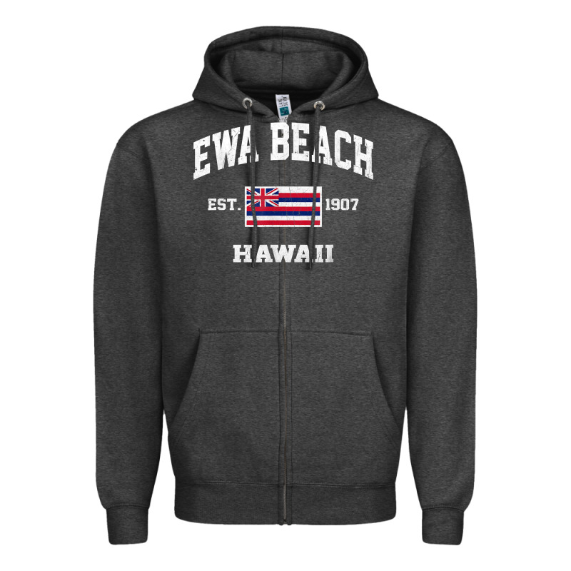 Ewa Beach Hawaii Hi Vintage State Athletic Style T Shirt Zipper Hoodie by linhVisuals | Teevron