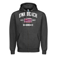 Charcoal Heather ewa beach hawaii hi vintage state athletic style t shirt Zipper Hoodie - linhVisuals