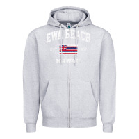 Heather Grey ewa beach hawaii hi vintage state athletic style t shirt Zipper Hoodie - linhVisuals