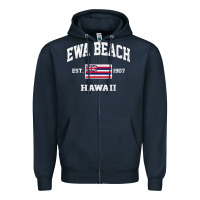 Navy ewa beach hawaii hi vintage state athletic style t shirt Zipper Hoodie - linhVisuals