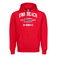 Red ewa beach hawaii hi vintage state athletic style t shirt Zipper Hoodie - linhVisuals