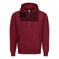 Burgundy black american flag distressed effect minimalist premium Zipper Hoodie - linhVisuals