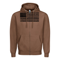 Chestnut black american flag distressed effect minimalist premium Zipper Hoodie - linhVisuals