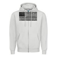 Dove Grey black american flag distressed effect minimalist premium Zipper Hoodie - linhVisuals