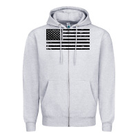 Heather Grey black american flag distressed effect minimalist premium Zipper Hoodie - linhVisuals