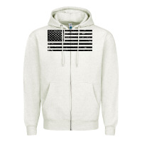 Oatmeal Heather black american flag distressed effect minimalist premium Zipper Hoodie - linhVisuals