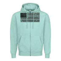 Seafoam black american flag distressed effect minimalist premium Zipper Hoodie - linhVisuals