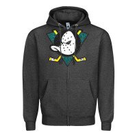 Charcoal Heather the mighty ducks classic Zipper Hoodie - linhVisuals
