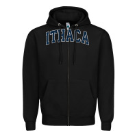 Black ithaca new york ny vintage sports design navy design t shirt Zipper Hoodie - linhVisuals