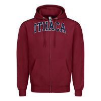 Burgundy ithaca new york ny vintage sports design navy design t shirt Zipper Hoodie - linhVisuals