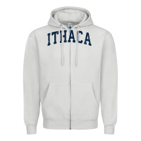 Dove Grey ithaca new york ny vintage sports design navy design t shirt Zipper Hoodie - linhVisuals