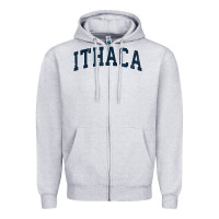 Heather Grey ithaca new york ny vintage sports design navy design t shirt Zipper Hoodie - linhVisuals