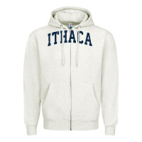 Oatmeal Heather ithaca new york ny vintage sports design navy design t shirt Zipper Hoodie - linhVisuals