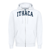White ithaca new york ny vintage sports design navy design t shirt Zipper Hoodie - linhVisuals