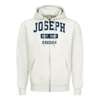 Oatmeal Heather joseph oregon or vintage sports established navy design t shirt Zipper Hoodie - linhVisuals