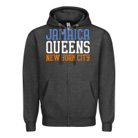 Charcoal Heather jamaica queens new york ny t shirt Zipper Hoodie - linhVisuals