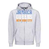 Heather Grey jamaica queens new york ny t shirt Zipper Hoodie - linhVisuals