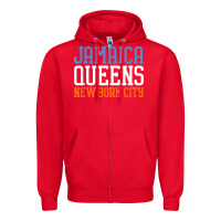 Red jamaica queens new york ny t shirt Zipper Hoodie - linhVisuals
