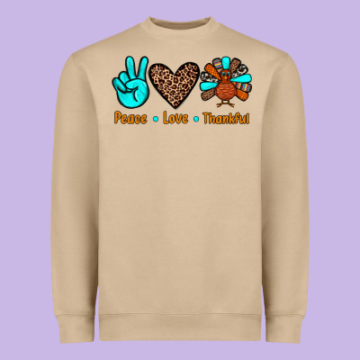 Peace Love Thankful Heavyweight Sweatshirt Designed By Jahusdesignshop