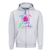 Heather Grey kauai hawaii vacation 2022 sea turtle flower tropical t shirt Zipper Hoodie - linhVisuals