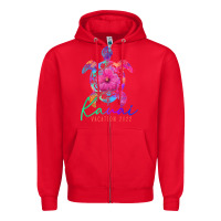 Red kauai hawaii vacation 2022 sea turtle flower tropical t shirt Zipper Hoodie - linhVisuals