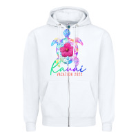 White kauai hawaii vacation 2022 sea turtle flower tropical t shirt Zipper Hoodie - linhVisuals