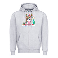 Heather Grey cute unicorn christmas shirt kid girls women deer santa xmas 1 Zipper Hoodie - linhVisuals