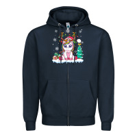 Navy cute unicorn christmas shirt kid girls women deer santa xmas 1 Zipper Hoodie - linhVisuals