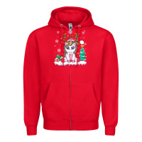 Red cute unicorn christmas shirt kid girls women deer santa xmas 1 Zipper Hoodie - linhVisuals
